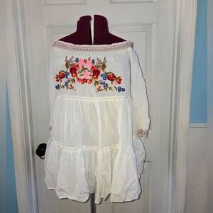 Free People Sunbeams White Embroidered Minidress